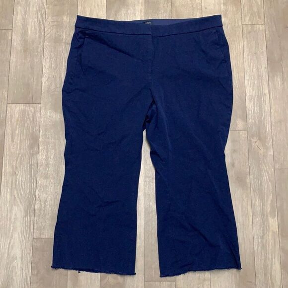 Womens J. Crew Frayed Wide Leg Cropped Stretch Pants - Picture 1 of 9